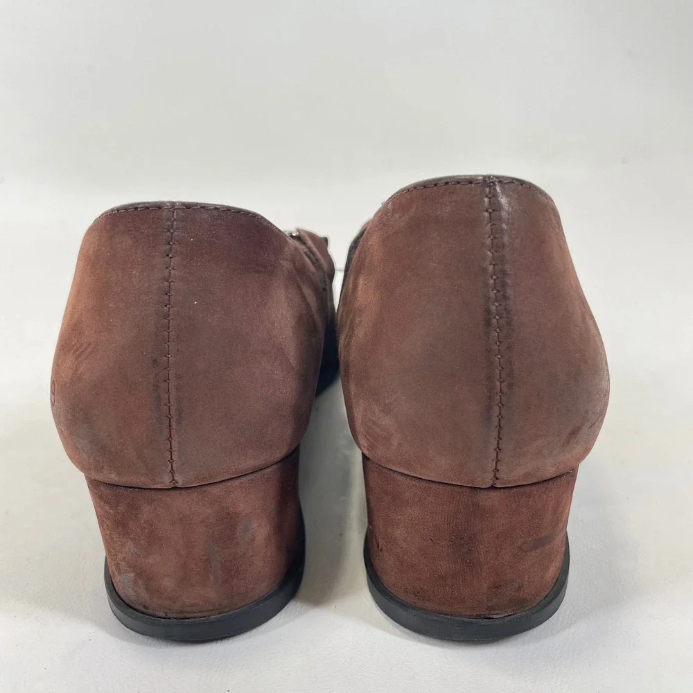 Arche Brown Nubuck Leather Elastic Strap Wedge Shoes France Womens 40 US 9-9.5